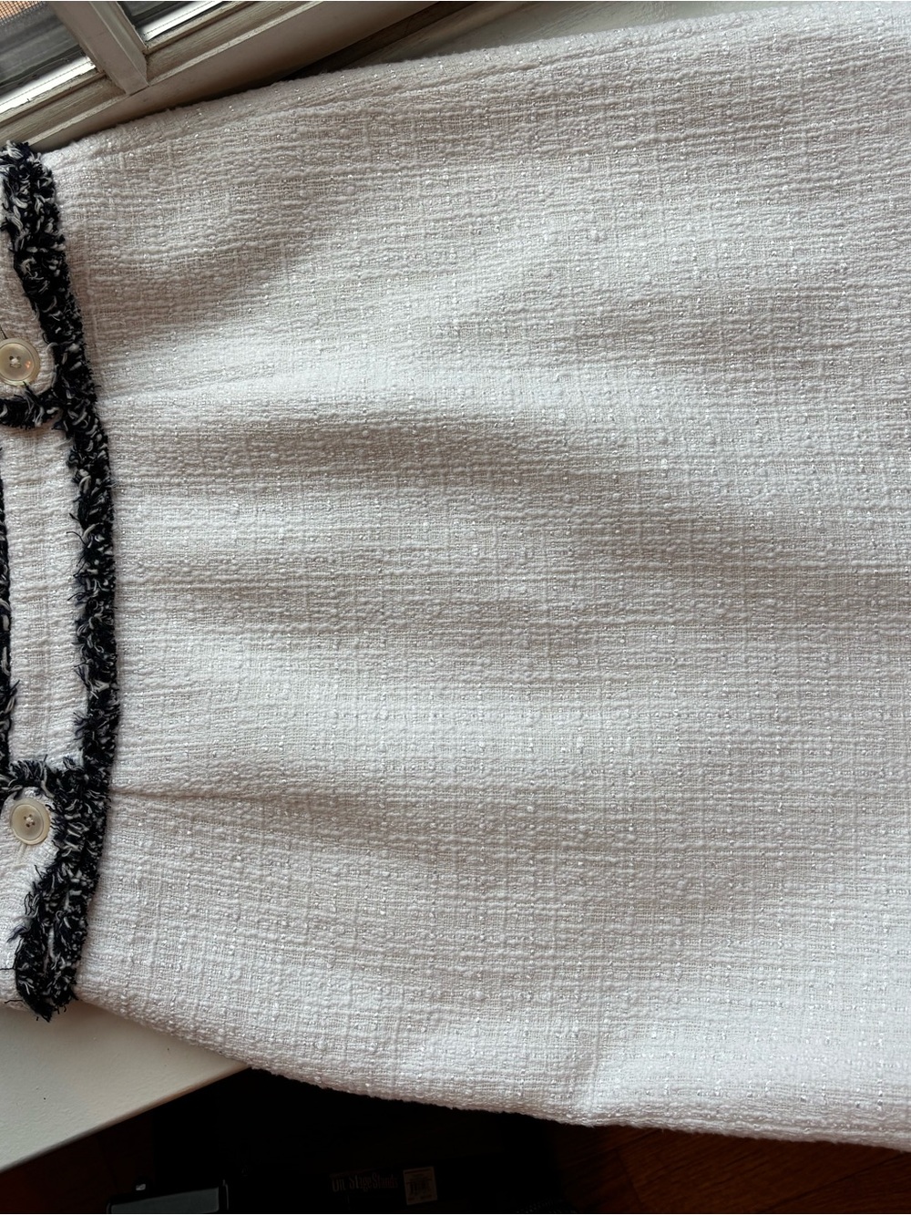 Brooks Brothers White Tweed Pencil Skirt with Black Trim